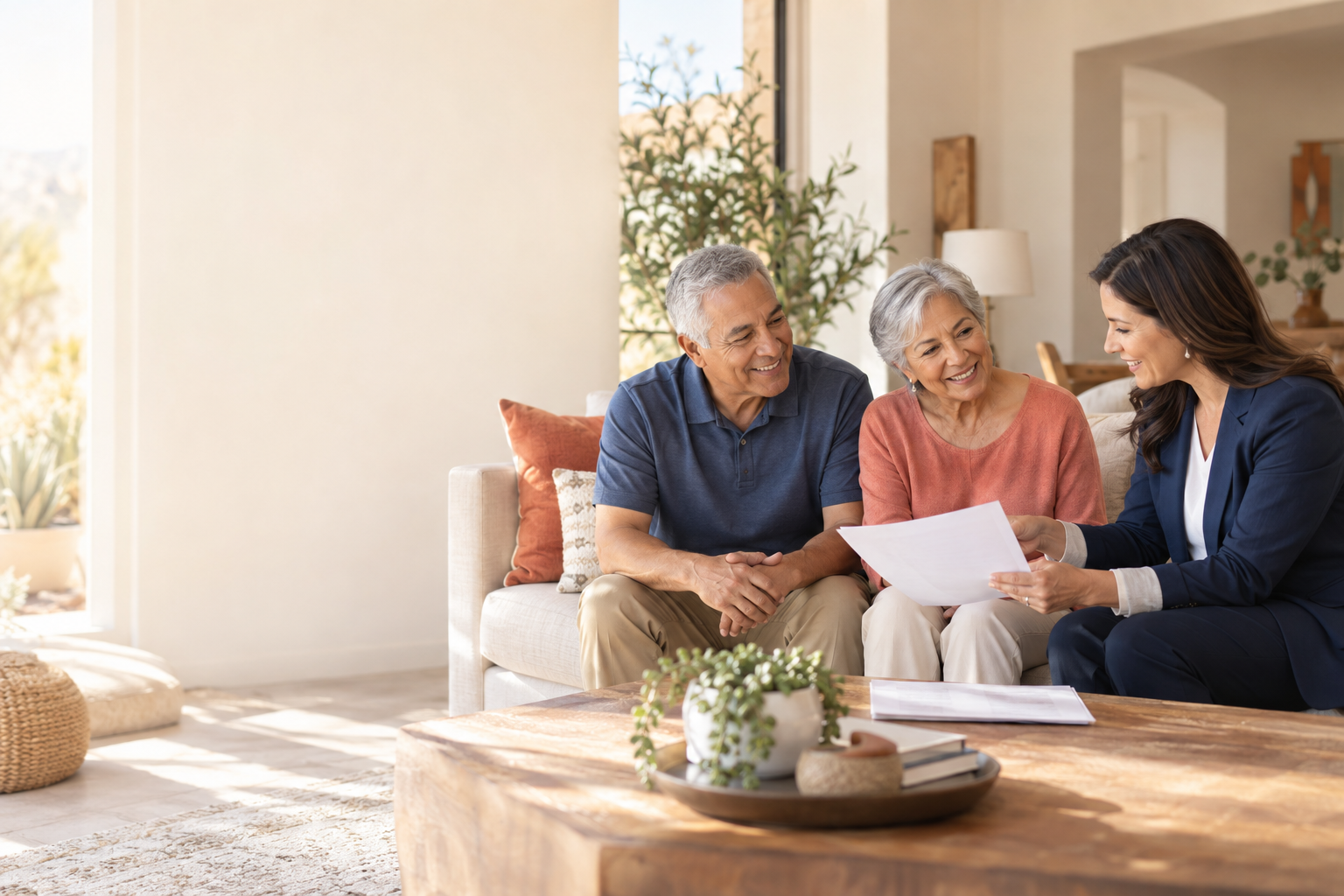 Older adults reviewing Medicare information with a licensed insurance agent